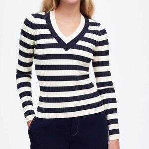 Madewell V-Neck Sweater in Stripe Size XS